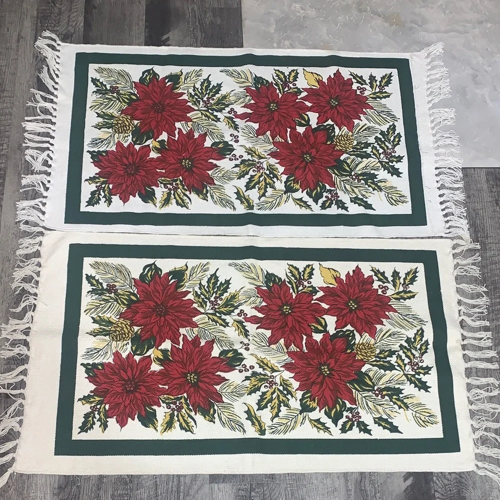 Poinsettias Door Mats - Set of 2